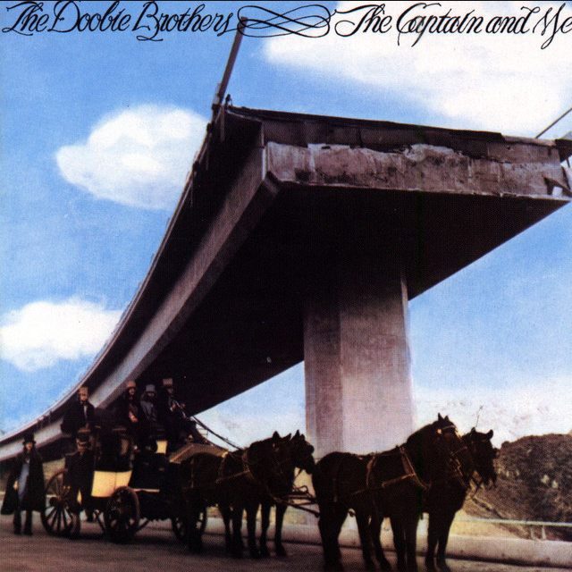 Album art featuring a half-built freeway bridge in the background. In the foreground, there is a horse-drawn carriage accompanied by people in old-fashioned clothing.